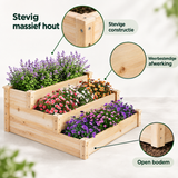 Detail van materiaal en afwerking van houten moestuinbak