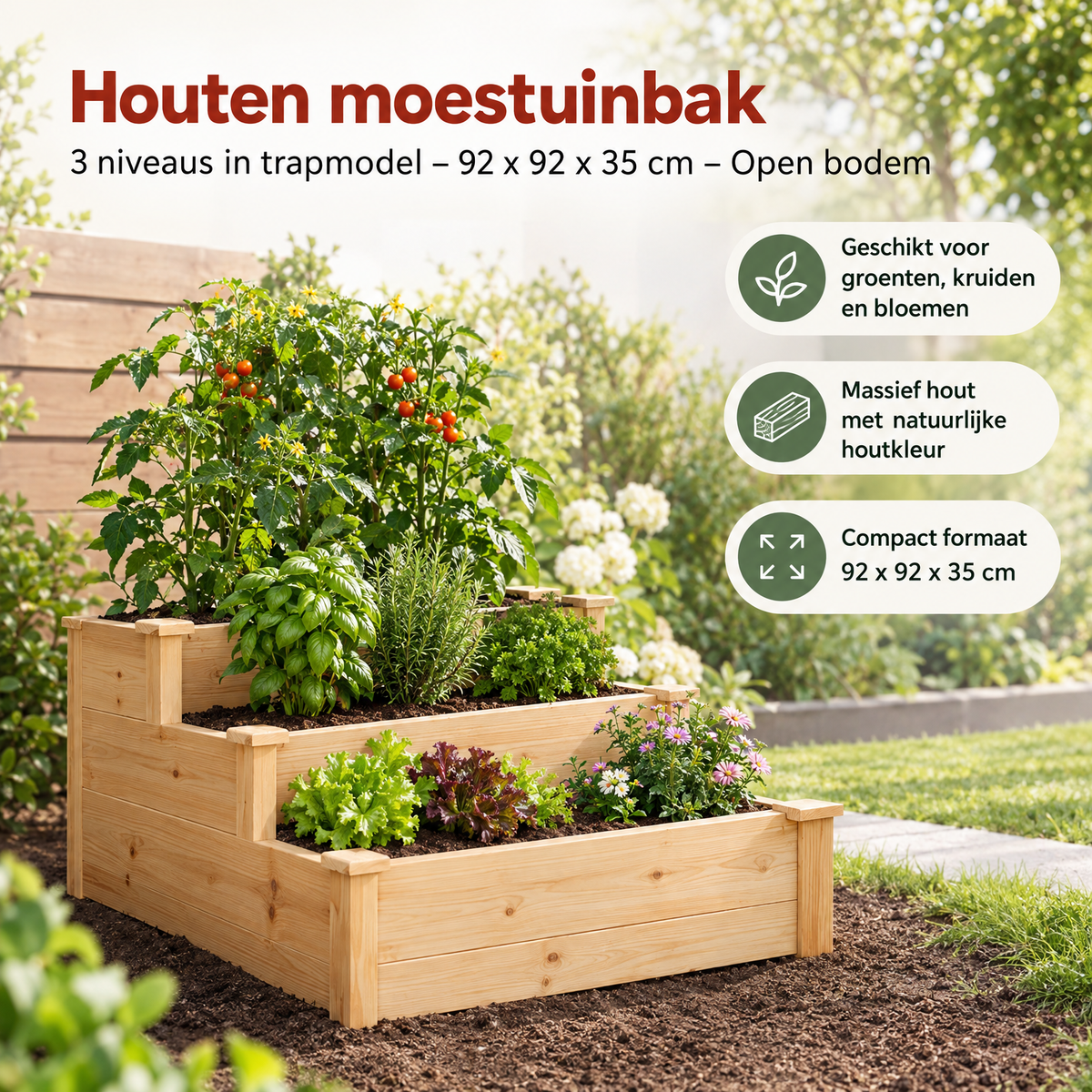 Praktische toepassing en keuzehulp voor houten moestuinbak