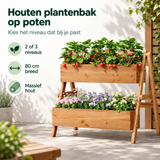 Houten plantenbak op poten met 2 of 3 niveaus, massief hout, 80 cm breed, geschikt voor tuin of terras, door BukkitBow.