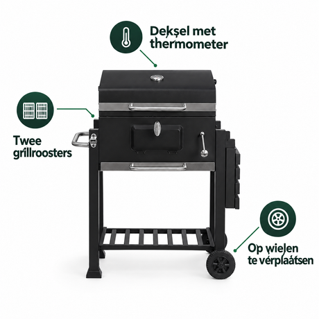 Belangrijkste voordelen en eigenschappen van houtskoolbarbecue op wielen