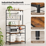 Detail van materiaal en afwerking van industrieel keukenrek