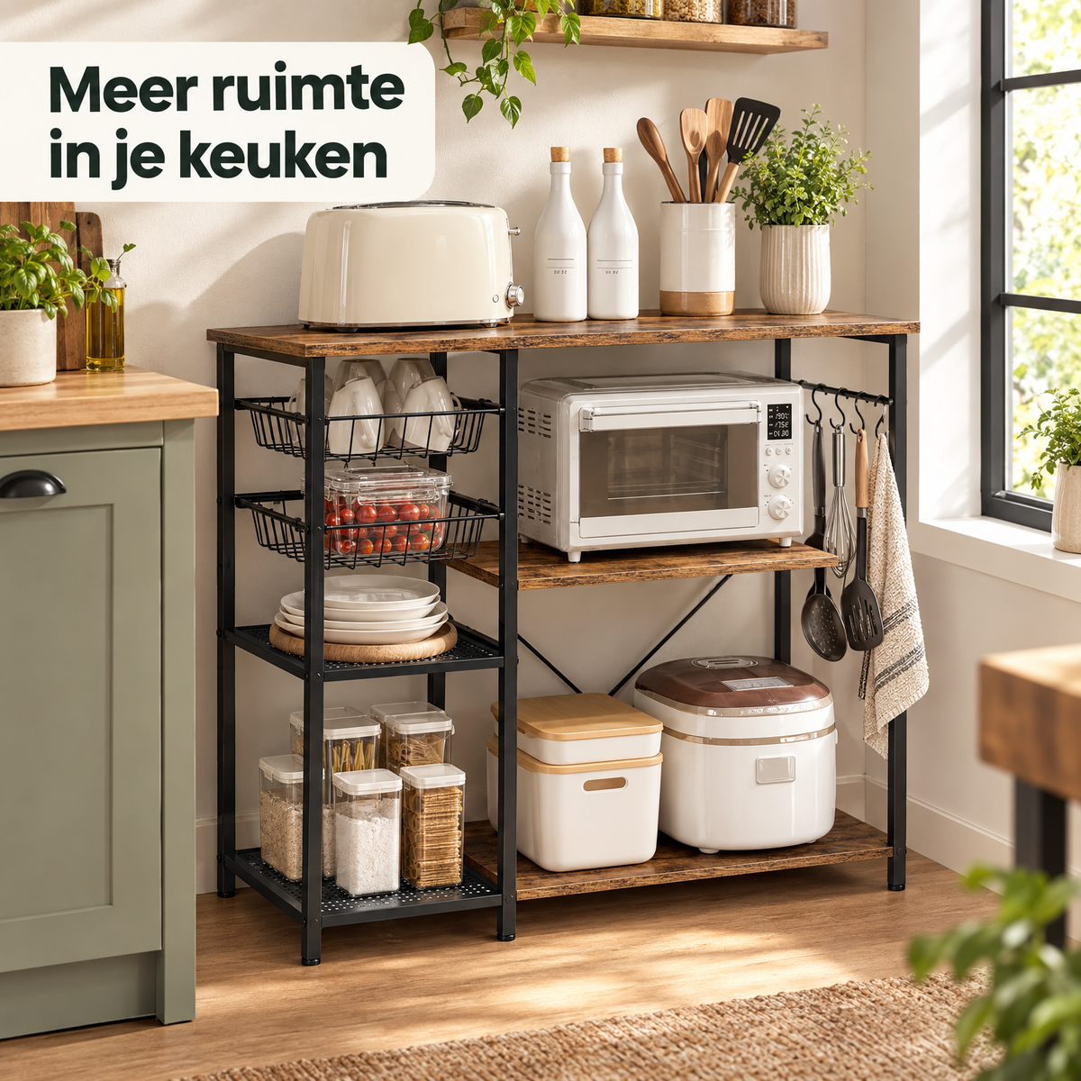 industrieel keukenrek in gebruik in een passende praktijksituatie
