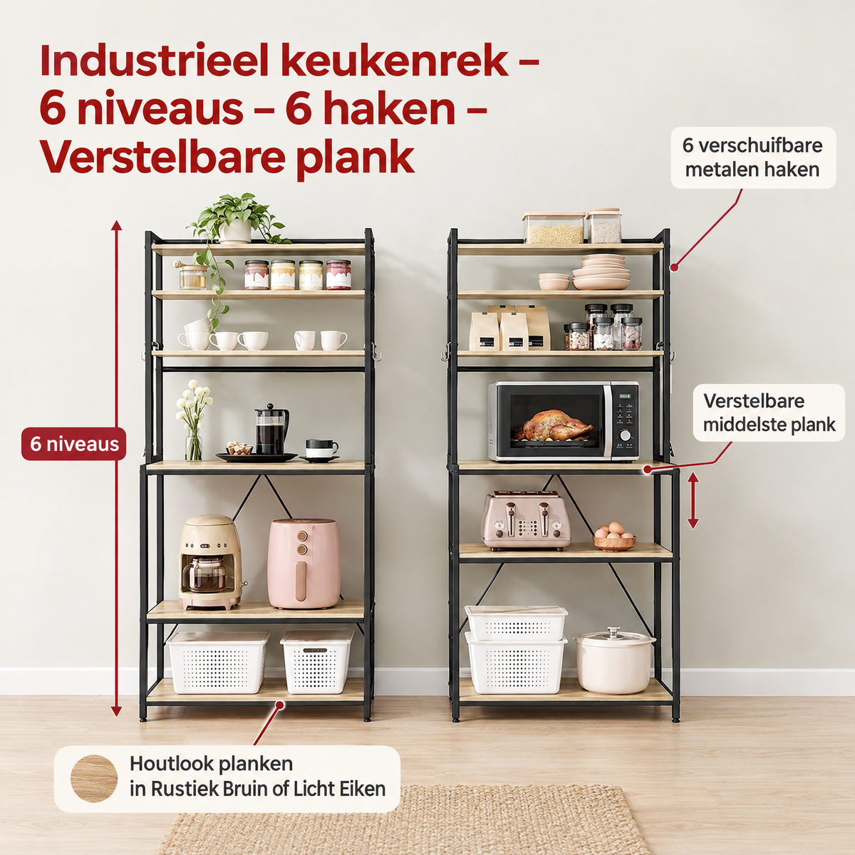 Afmetingen en productspecificaties van industrieel keukenrek