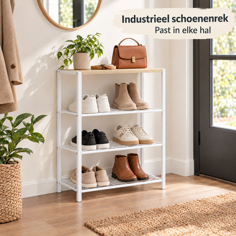 industrieel schoenenrek in gebruik in een passende praktijksituatie