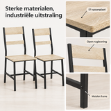 Detail van materiaal en afwerking van industriële eetkamerstoelen