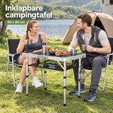 Inklapbare campingtafel van BukkitBow, 60x40 cm met 4 hoogtes, opbergnet en haken voor outdoor gebruik