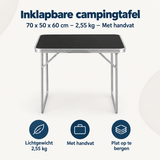 Inklapbare campingtafel van BukkitBow, 70x50x60 cm, lichtgewicht van 2,55 kg met handvat, ideaal voor kampeerplekken