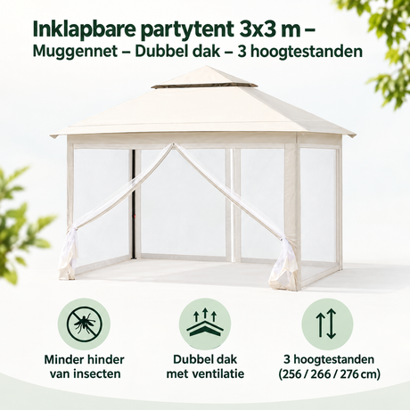 Belangrijkste voordelen en eigenschappen van inklapbare partytent 3x3