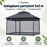 Overzicht van inklapbare partytent 3x3 met de belangrijkste productvoordelen
