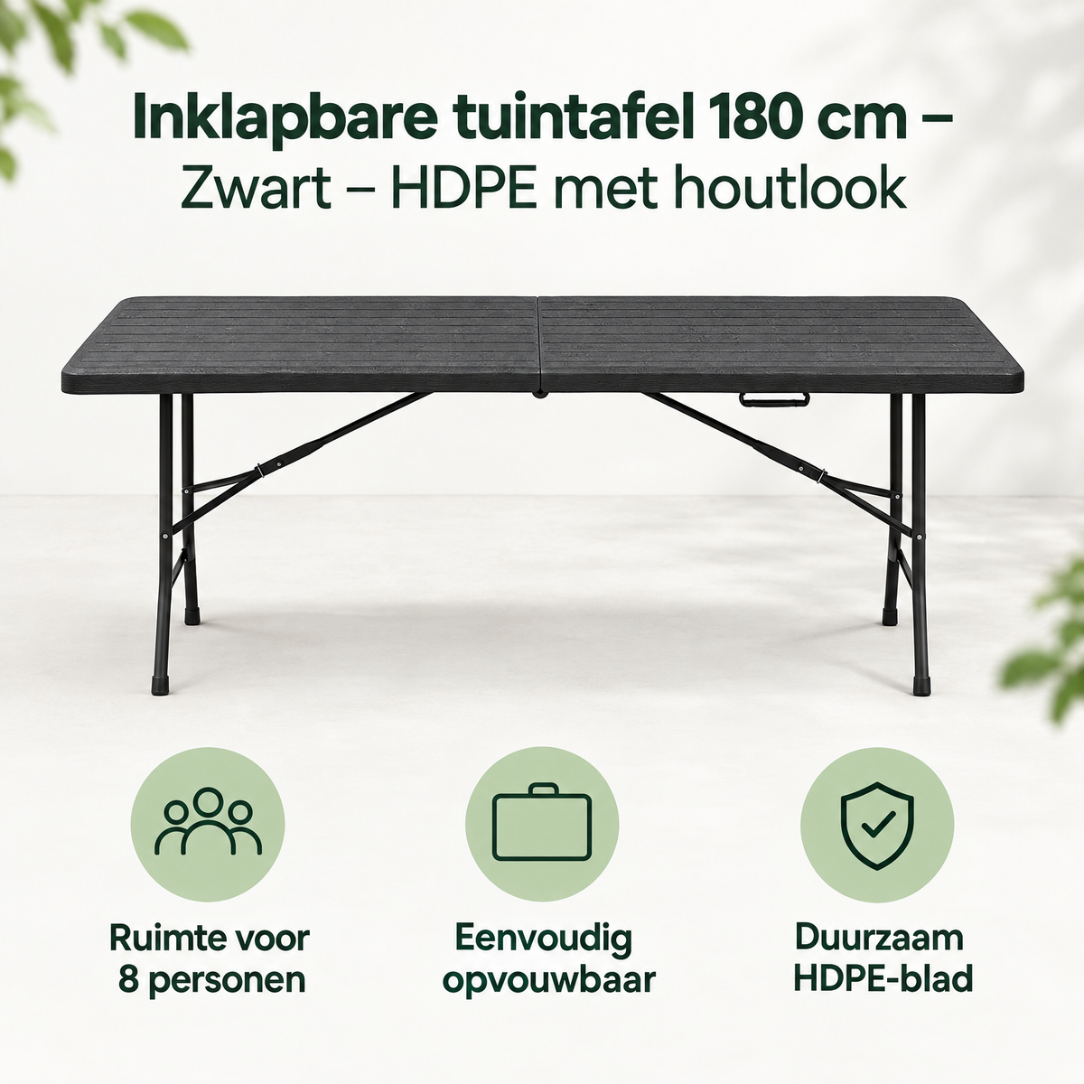 Belangrijkste voordelen en eigenschappen van inklapbare tuintafel 180 cm
