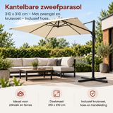 Praktische toepassing en keuzehulp voor kantelbare zweefparasol