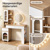 Detail van materiaal en afwerking van kaptafel met LED-spiegel