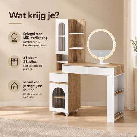 Praktische toepassing en keuzehulp voor kaptafel met LED-spiegel