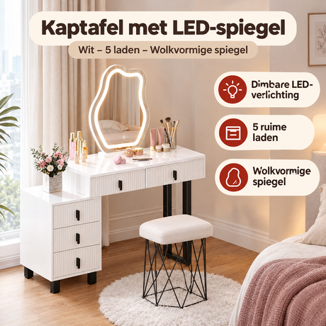 Praktische toepassing en keuzehulp voor kaptafel met LED-spiegel