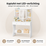 Overzicht van kaptafel met LED-verlichting met de belangrijkste productvoordelen