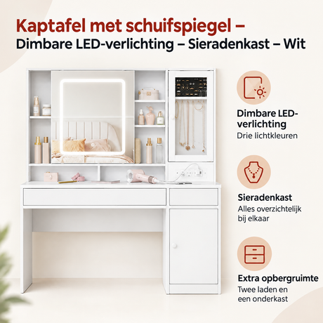 Belangrijkste voordelen en eigenschappen van kaptafel met schuifspiegel