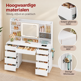 Detail van materiaal en afwerking van kaptafel met schuifspiegel