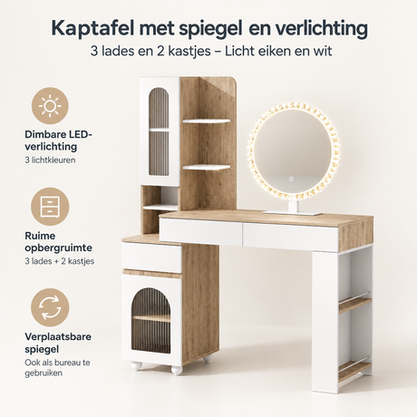 Belangrijkste voordelen en eigenschappen van kaptafel met spiegel en verlichting