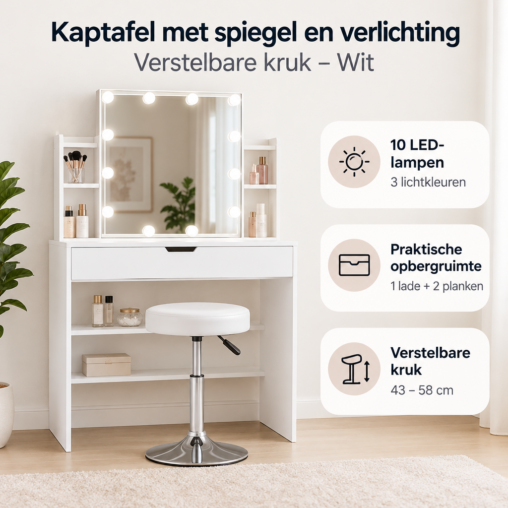 Belangrijkste voordelen en eigenschappen van kaptafel met spiegel en verlichting