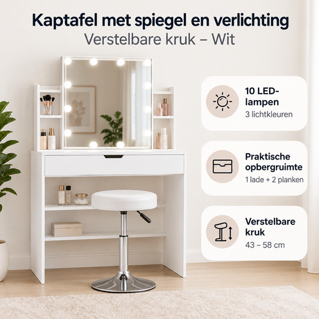 Belangrijkste voordelen en eigenschappen van kaptafel met spiegel en verlichting