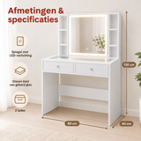 Afmetingen en productspecificaties van kaptafel met spiegel en verlichting