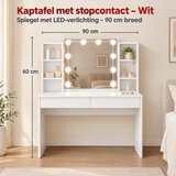 Afmetingen en productspecificaties van kaptafel met stopcontact