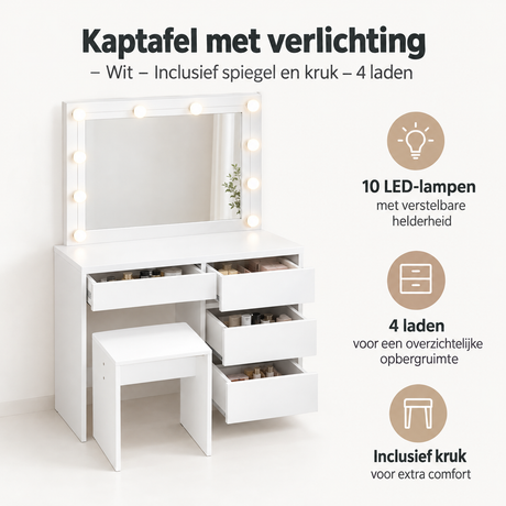 Belangrijkste voordelen en eigenschappen van kaptafel met verlichting