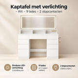 Overzicht van kaptafel met verlichting met de belangrijkste productvoordelen