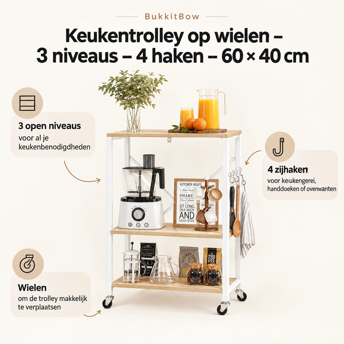 Belangrijkste voordelen en eigenschappen van keukentrolley op wielen