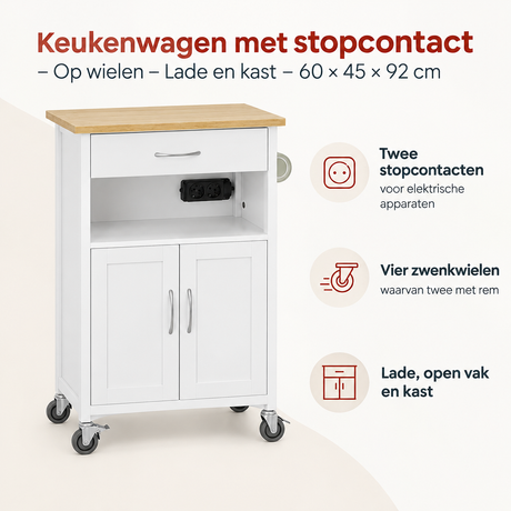 Belangrijkste voordelen en eigenschappen van keukenwagen met stopcontact