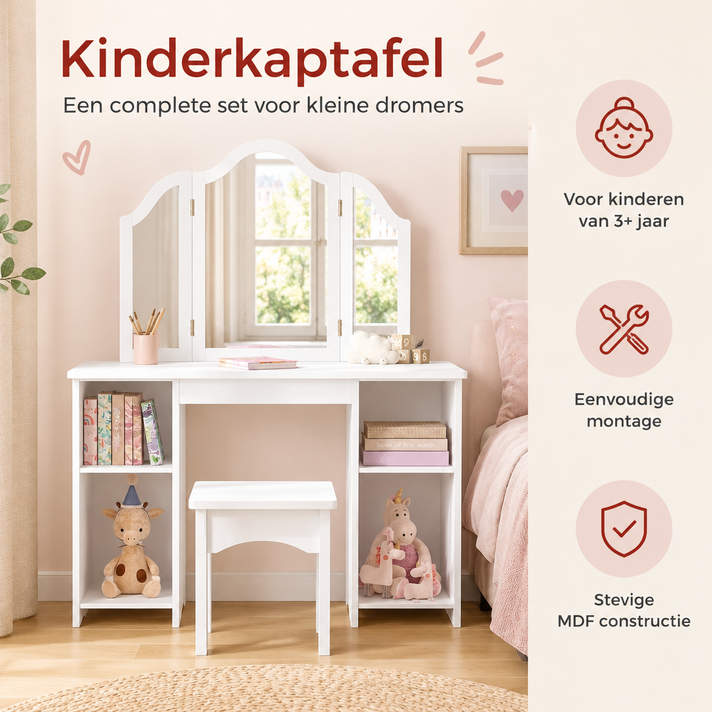 Praktische toepassing en keuzehulp voor kinderkaptafel