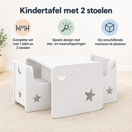 Belangrijkste voordelen en eigenschappen van kindertafel met 2 stoelen