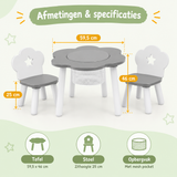 Afmetingen en productspecificaties van kindertafel met 2 stoelen