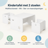 Overzicht van kindertafel met 2 stoelen met de belangrijkste productvoordelen