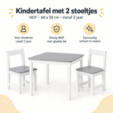 Kinder tafel met 2 stoeltjes van MDF, 60x50 cm, geschikt voor kinderen vanaf 2 jaar, door BukkitBow.