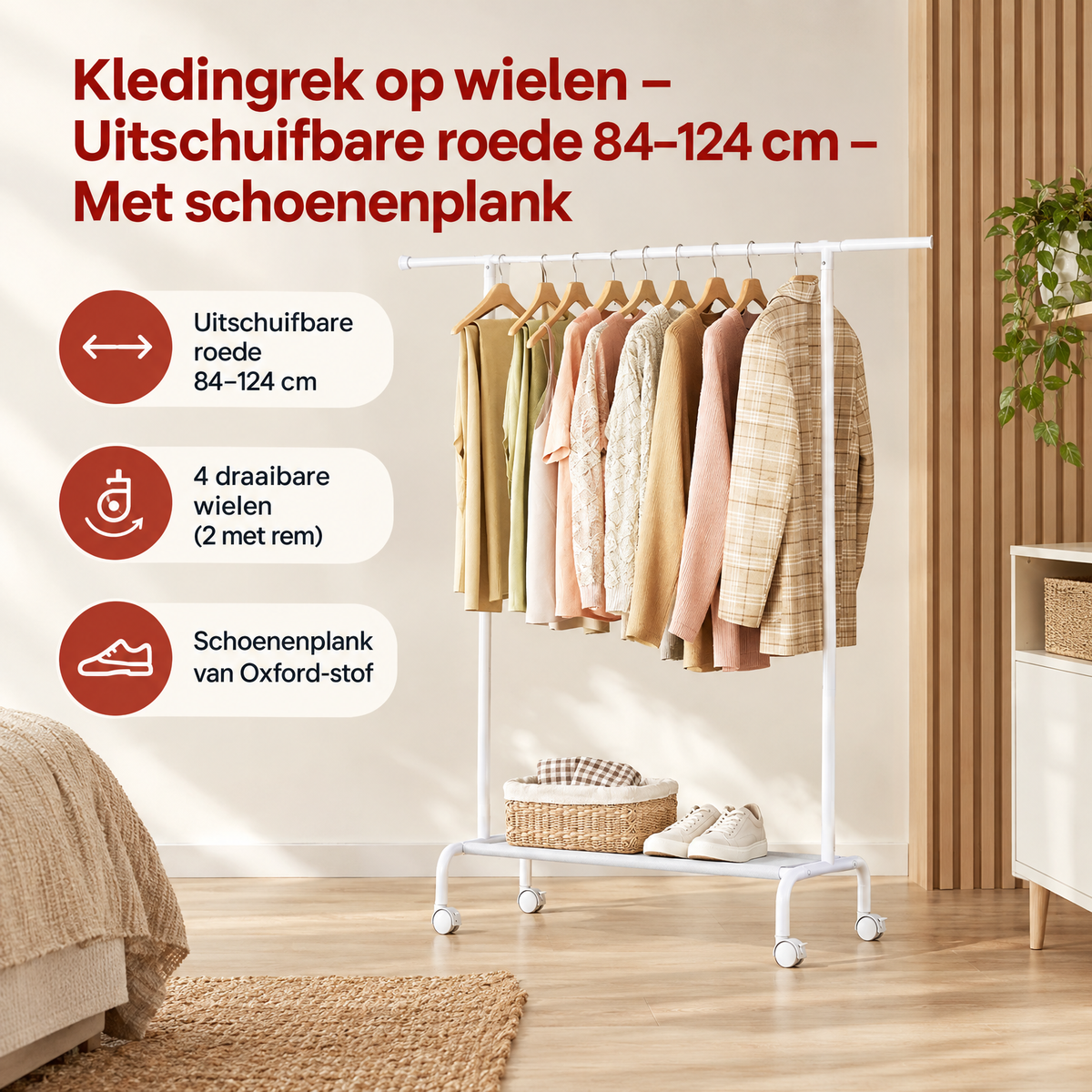 Praktische toepassing en keuzehulp voor kledingrek op wielen
