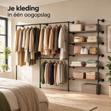 kledingrek wandmontage in gebruik in een passende praktijksituatie