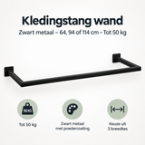Overzicht van kledingstang wand met de belangrijkste productvoordelen