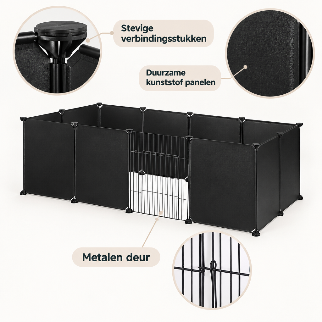 Detail van materiaal en afwerking van knaagdierenren