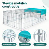 Detail van materiaal en afwerking van konijnenren buiten