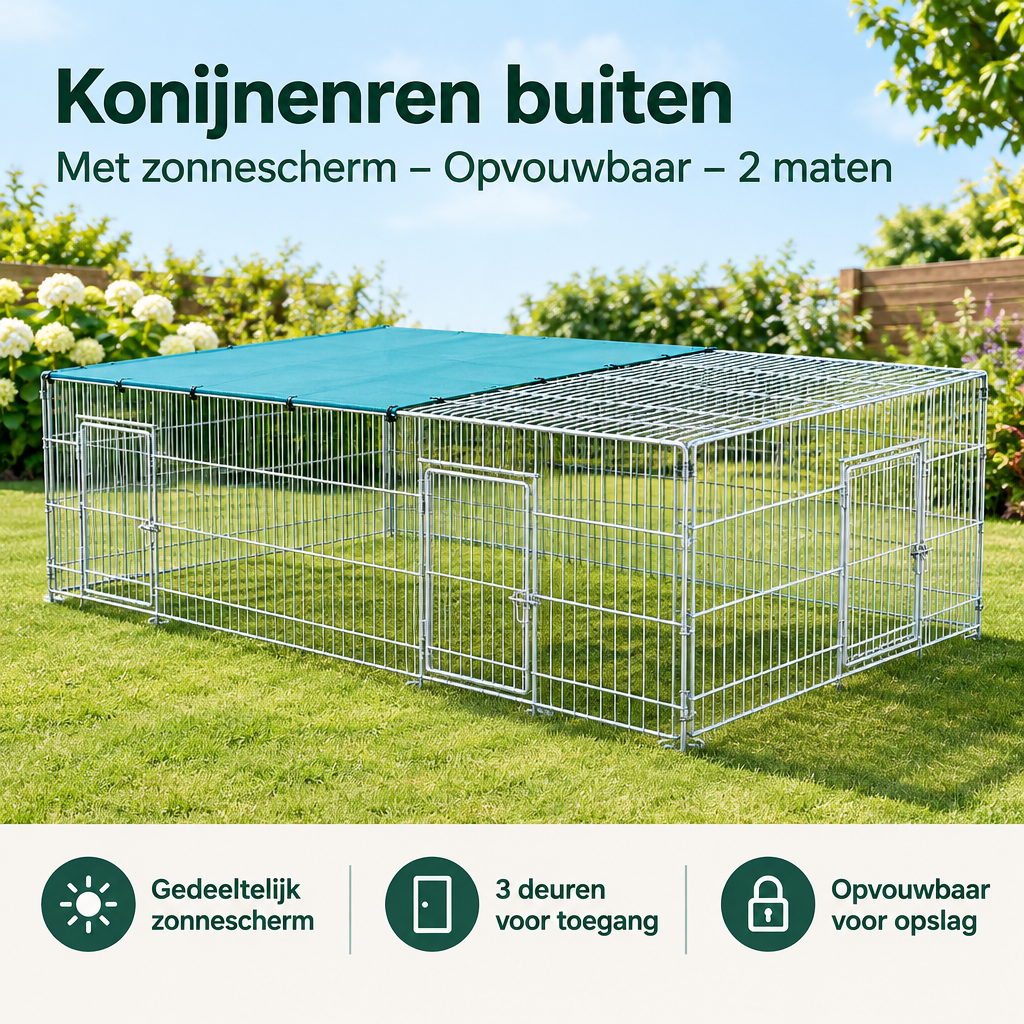 Praktische toepassing en keuzehulp voor konijnenren buiten