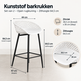 Afmetingen en productspecificaties van kunststof barkrukken