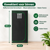 BukkitBow kweektent voor binnen met reflecterende binnenkant, observeerraam en stevig stalen frame voor plantenkweek.
