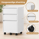 Detail van materiaal en afwerking van ladeblok op wielen