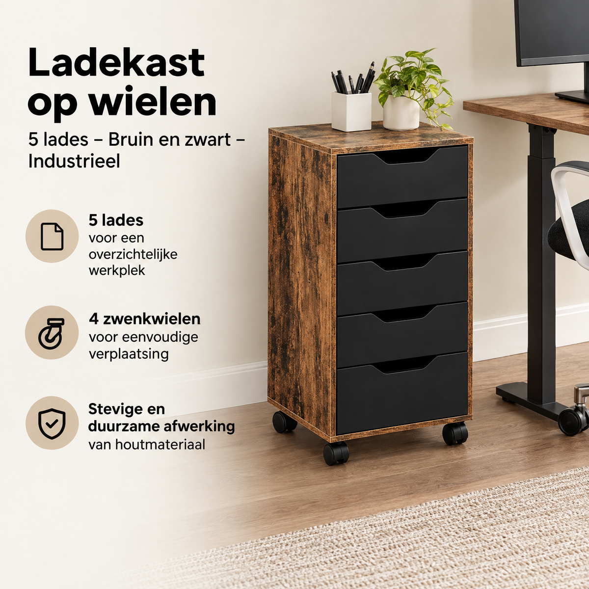 Praktische toepassing en keuzehulp voor ladekast op wielen