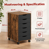 Afmetingen en productspecificaties van ladekast op wielen