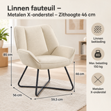 Afmetingen en productspecificaties van linnen fauteuil