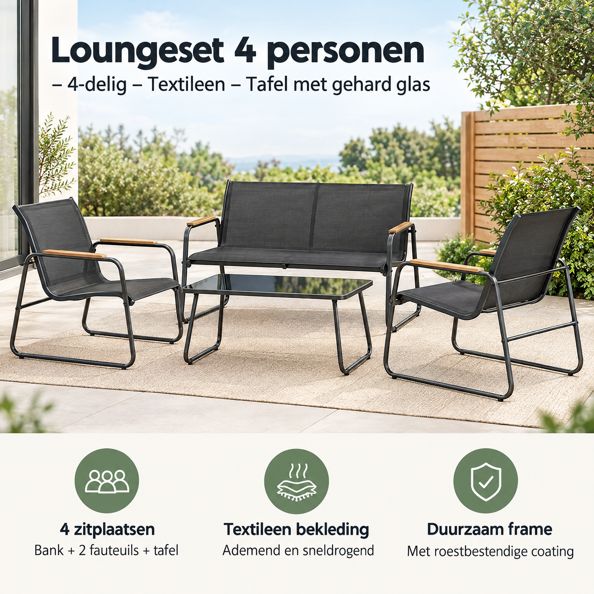 Praktische toepassing en keuzehulp voor loungeset 4 personen
