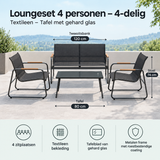 Afmetingen en productspecificaties van loungeset 4 personen