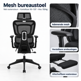 Detail van materiaal en afwerking van mesh bureaustoel